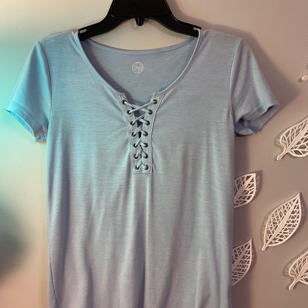Blue tie up tee